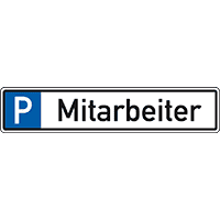 Parkplatzreservierungsschild Mitarbeiter, ohne Befestigungsset, 520x110mm