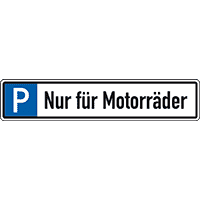 Parkplatzreservierungsschild Motorräder, ohne Befestigungsset, 520x110mm