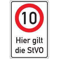 Kombischild 10km/h - Hier gilt die StVO, Aluminium RA0, reflektierend, 600x900mm