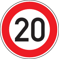 Verkehrszeichen Zulässige Höchstgesch.20, Nr.274-20, Aluminium RA0, reflekt., Ø600mm