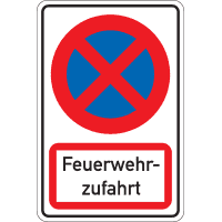 Kombischild Parkverbot-Feuerwehrzufahrt, Aluminium RA0, reflektierend, 600x900mm