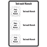 Kombischild, Überschrift, Text/3 Piktos nach Wunsch, Aluminium RA0, 600x900mm
