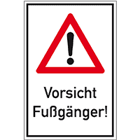 Kombischild Gefahrenstelle, Vorsicht Fußgänger!, Nr.101, Aluminium, 400x600mm