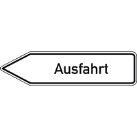 Wegweiser Ausfahrt, linksweisend, Aluminium RA0, reflektierend, 1400x350mm