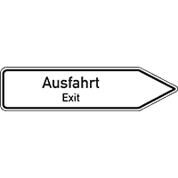 Wegweiser Ausfahrt/Exit,2-sprachig, rechtsweisend, Aluminium RA0,1400x350mm