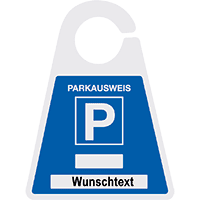 Parkausweis nach Wunsch, blau, Kunststoff, 120x165mm
