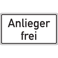Hinweisschild Anlieger frei, DIN 67520, Aluminium RA1, 600x330mm