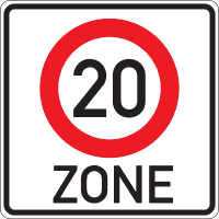Verkehrsz. Beginn Tempo 20-Zone, Nr.274.1-20, Aluminium RA0, reflekt.,600x600mm