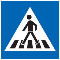 Verkehrsz. Fußgängerüberweg rechts, Nr.350-10, Aluminium RA1, reflekt.,600x600mm