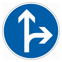 Verkehrszeichen Vorgeschr.Fahrtr.geradeaus re., Nr.214-20, Aluminium RA1, Ø 600mm