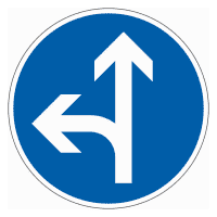 Verkehrszeichen geradeaus oder links, Nr.214-10, Alu RA0, reflektierend, Ø 600mm