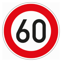 Verkehrszeichen Zulässige Höchstgesch.60, Nr.274-60, Aluminium RA0, reflekt., Ø600mm