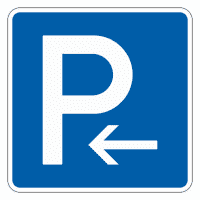 Verkehrszeichen Parkplatz links, Nr.314-10, Aluminium RA1, reflektierend,600x600mm