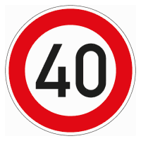 Verkehrszeichen Zulässige Höchstgesch.40, Nr.274-54, Aluminium RA0, reflekt., Ø600mm