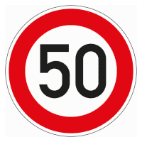 Verkehrszeichen Zulässige Höchstgesch.50, Nr.274-55, Aluminium RA1, reflekt., Ø600mm