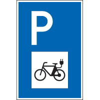 Parkplatzschild E-Bike, mit Symbol, Kunststoff, spitze Ecken, 250x400mm