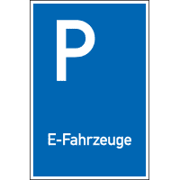 Parkplatzschild E-Fahrzeuge, Aluminium, spitze Ecken, 400x600mm