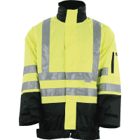 Warnschutzparka Santorini, Kat.II, EN 13688, EN 20471, EN 343, neongelb/schwarz, Gr.L