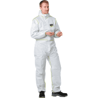uvex Chemikalien-Einwegoverall, Modell 9877, Kat.III, Typ 5/6, weiß/lime, Größe XL