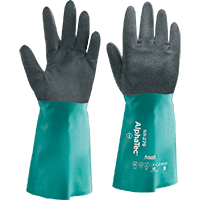 Ansell AlphaTec® Schutzhandschuh 58-270, Kat.III, schwarz/grün,300mm, Größe 9