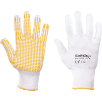 Schutzhandschuh SoftGrip, Kategorie I, weiß, gelbe PVC-Noppen, Mischgewebe, Größe 10