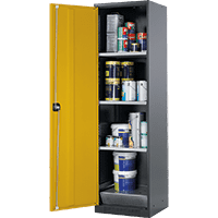 Chemikalienschrank CS-CLASSIC, mit Flügeltür, dunkelgrau/gelb,545x520x1950mm