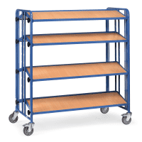 fetra® Montagewagen,4 Einlegeböden, blau, Gesamttragkraft: 300 kg,1420x740x1530mm