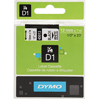 DYMO Schriftbandkassette, Schrift: schwarz, Grund: weiß, Breite 12mm, 7m