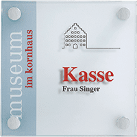 Raumschild Galerie, ESG-Glas, 150x150 mm, Lieferung inkl.Befestigungsmaterial