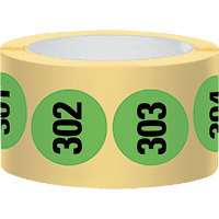 Markierungspunkt, numeriert 001-500, hellgrün, Haftpapier, ablösbar, Ø 25mm,500/Rolle