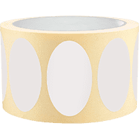Etikett, beschriftbar, oval, weiß, Haftpapier, ablösbar, 90x53mm, 500/Rolle