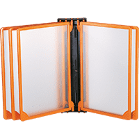 Klapprahmen INFOLINE, Wandhalterung mit 5 Rahmen, orange, Kunststoff, DIN A4