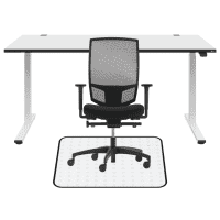 Vorteils-Set, Schreibtisch hvb., Drehstuhl, Bodenmatte für harte u. glatte Böden
