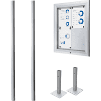 Vorteils-Set Schaukasten zum Aufdübeln, silber, Aluminium,583x760x47mm, m.Pfosten