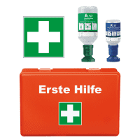 K.57 Vorteils-Set Erste-Hilfe-Kasten Compact, Augenspülung/-flasche, Rettungsz.