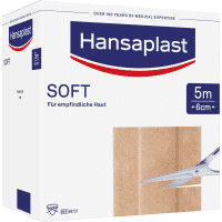 Hansaplast® Soft-Pflaster, für empfindliche Haut, sanft ablösbar, 6cm, 5m/Rolle