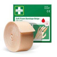 CEDERROTH Soft Foam Bandage, elastisch, beige, Polyurethanschaum, selbstkl.,6cm,4,5m