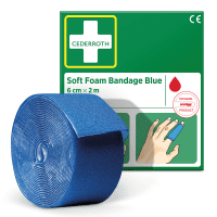 CEDERROTH Soft Foam Bandage, elastisch, blau, Polyurethanschaum, 6cm, 2m