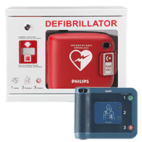 Philips Defibrillator HeartStart FRx, Einsatz auch bei Nässe, Tasche und Safebox