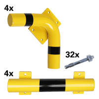 K.57 Vorteils-Set Säulenschutz,4x 800mm Seitenlänge, inkl.Befestig., gelb/schwarz