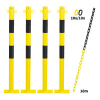 K.57 Vorteils-Set Absperrpfosten Bern,4 Pfosten,10m Kette,20 Verbind., ge/s, KU