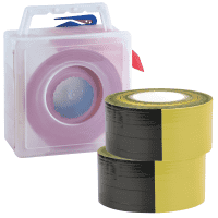 Vorteils-Set Absperrband Basic,2x Absperrb., gelb/schwarz geblockt, Warnbd.spender