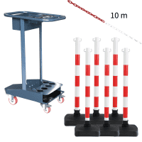 Transportwagen-Set mit Klapppfosten, rot/weiß, K.57 Kettenpfosten-Caddie, Kette