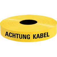 Trassenwarnband Achtung Kabel, gelb, Polyethylen, Breite 40mm, 250m/Rolle