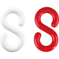 K.57 S-Haken, rot, weiß, Kunststoff, Ø 8mm, 10/VE (je Farbe 5 Stück)