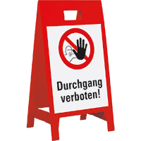 Warnaufsteller Leicht, Durchgang verboten!, ASR, rot, Polypropylen,350x650mm,300g