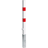 K.57 Absperrpfosten Wien mit Bodenhülse, zum Einbetonieren, ohne Kettenöse,70x70mm