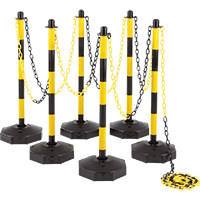 K.57 Klapp-Pfosten Set, unbef., gelb/schwarz, Kunststoff, H 870mm, Fuß Ø300mm,6-tlg.