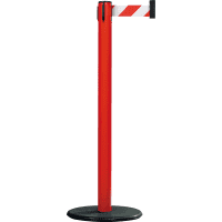 RS-GUIDESYSTEMS Gurtpfosten Indoor, rot, Kunststoff, Gurt r/w schraffiert,50mm,4m