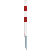K.57 Einschlagpfosten, m. Einschlagspitze, rot/weiß, Stahlrohr, feuerverzinkt,1000mm